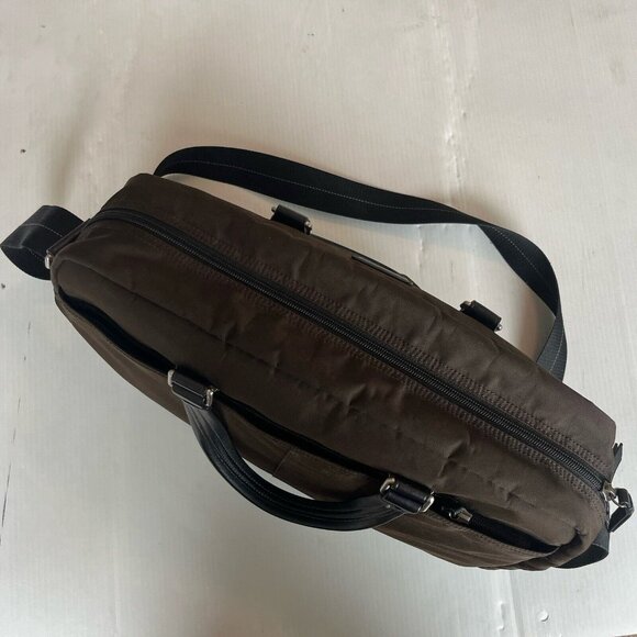 COACH VARICK Brown Nylon Briefcase Messenger Travel Bag Leather Trim F70681 VGUC - Picture 5 of 10